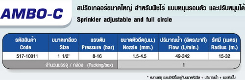 ตาราง AMBO-C หัวสปริงเกลอร์ขนาดใหญ